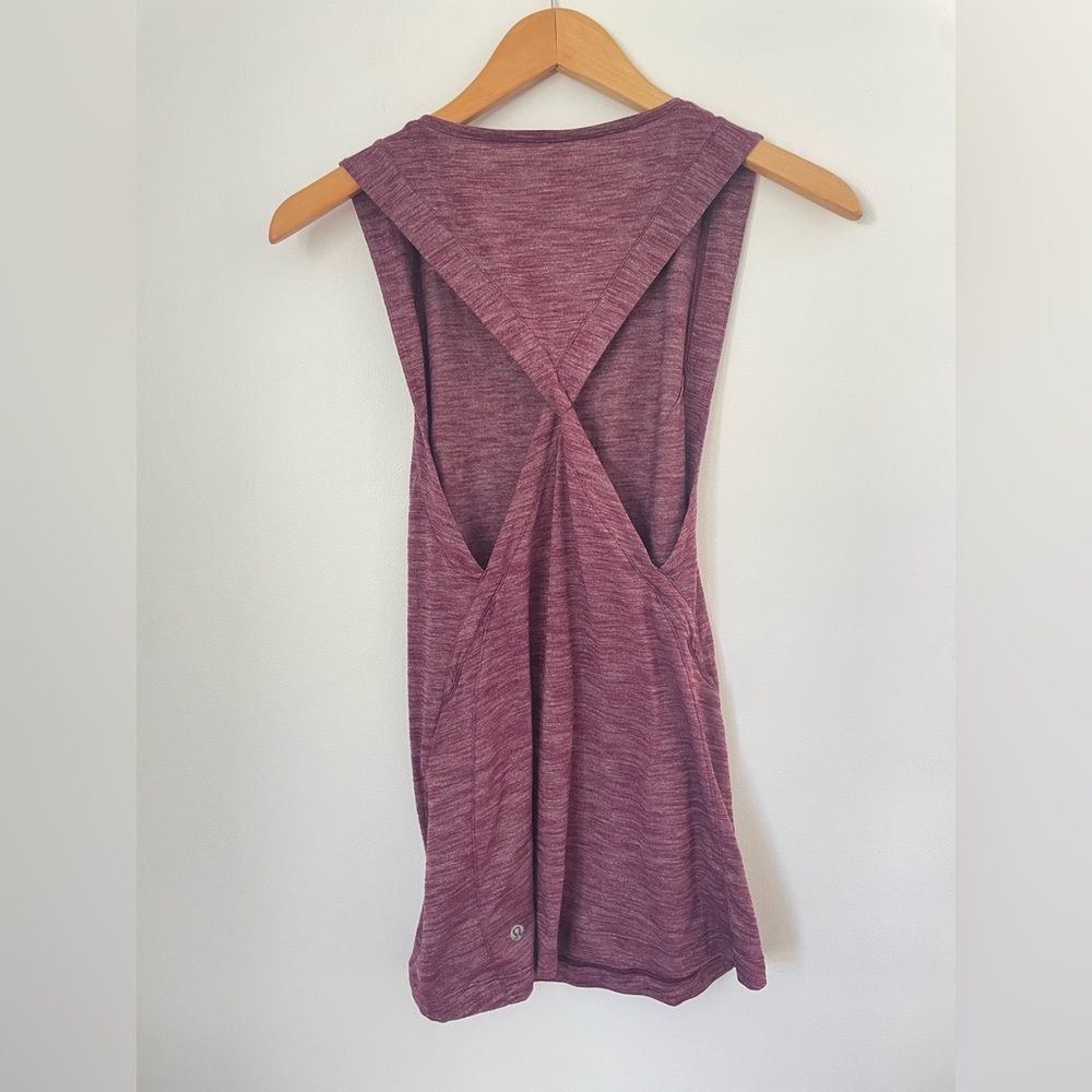 Lululemon & Go Everywhere Tank Top Twisted Back Heathered Bordeaux Drama Size 8